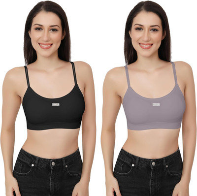 Ganesh Enterprises 2122 Sport Bra Light Padded Bra Women Sports Lightly Padded Bra(Black, Purple)