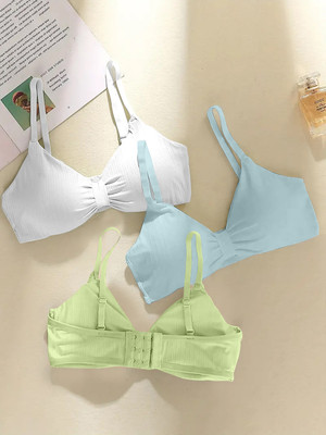 NAGARVEL CREATION 3337-WHITE-SKY-PEROT-P03-FREE Women Everyday Lightly Padded Bra(Multicolor)