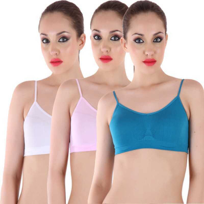 Brafee Women Sports Non Padded Bra(Light Blue, White, Pink)