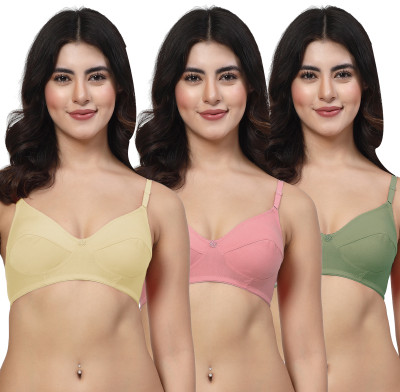 LILY manoop Women Everyday Non Padded Bra(Beige, Pink, Green)