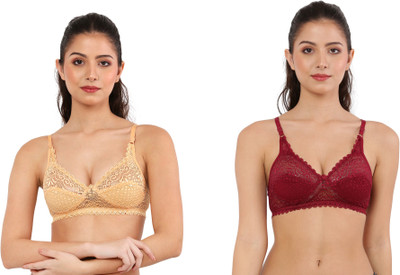 trc Non-padded@Cocktail 2 Pcs Combo Women Everyday Non Padded Bra(Beige, Maroon)