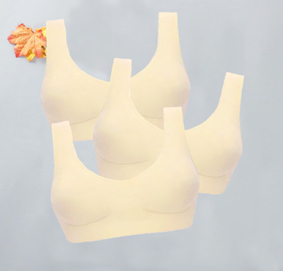 DreamBe Pack of 3 Girls Non Padded full Coverage stretchable sports Bra (Multicolor) Women Sports Non Padded Bra(Beige)