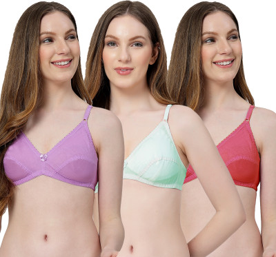 LILY anwahb Women Everyday Non Padded Bra(Purple, Green, Pink)
