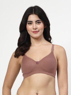 LILY Moulded Double Layered Women T-Shirt Non Padded Bra(Brown)