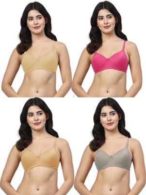 LILY maofcigam Women T-Shirt Lightly Padded Bra(Pink, Beige, Gold, Green)