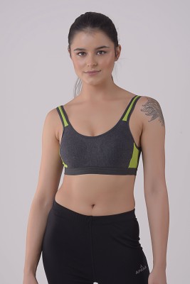 Draxstar Premium Women Sports Non Padded Bra(Green, Black)