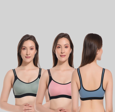CURVZEX CURVZEX Women Sports Non Padded Bra(Pink, Green, Blue)