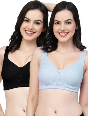 COLLEGE GIRL CG1214Mino Women Minimizer Non Padded Bra(Light Blue, Black)