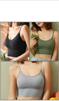 BRANKLY URJA Women Cami Bra Lightly Padded Bra(Green, Black, Grey)