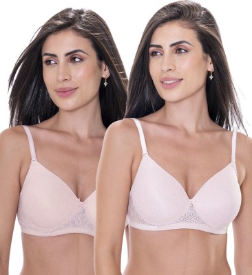 AAVOW Women Full Coverage Lightly Padded Bra(Pink)