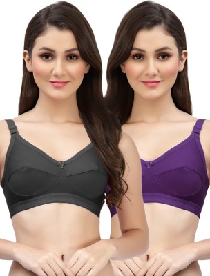 Shyam Sons FLAIR Kamya Women Minimizer Non Padded Bra(Black, Purple)