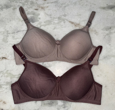 GHUDO Women T-Shirt Lightly Padded Bra(Beige, Maroon)