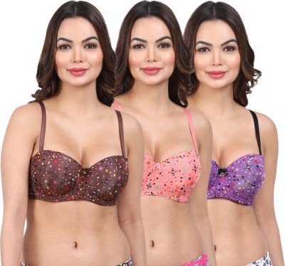 AMOUR SECRET Amour Secret Women's Underwired Lightly Padded Demi Cup T-Shirt Bra PDRK002 Women Balconette Lightly Padded Bra(Multicolor)