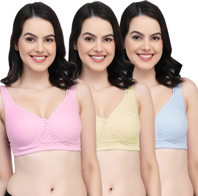 COLLEGE GIRL CG1214Mino Women Minimizer Non Padded Bra(Pink, Beige, Light Blue)
