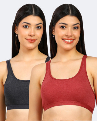 TOFTY Women Sports Non Padded Bra(Red, Maroon)
