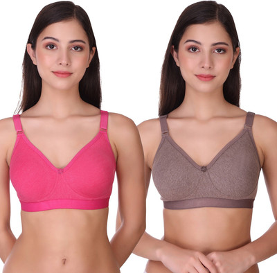 POOJA RAGENEE Double Layer Cotton Blend Women Full Coverage Non Padded Bra(Multicolor)