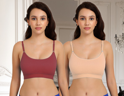 Beach Curve C_Goma Bra Women Minimizer Non Padded Bra(Maroon, Brown)