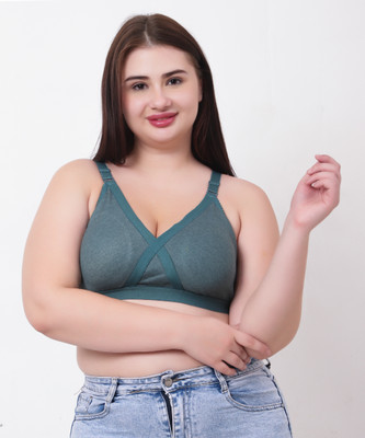 Funahme Women Full Coverage Non Padded Bra(Green)
