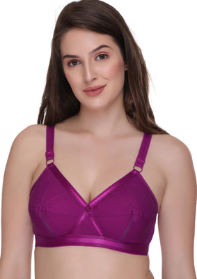 SONA by PERFECTO Women's Perfecto Cotton Full Coverage Plus Size Non-Padded Wirefree Everyday Bra Women Full Coverage Non Padded Bra(Purple)