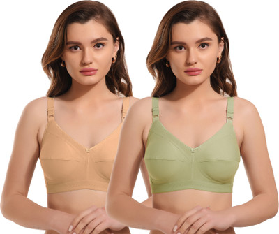 elina Women Minimizer Non Padded Bra(Beige, Dark Green)