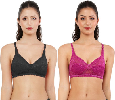 Fureru Women Everyday Non Padded Bra(Black, Purple)
