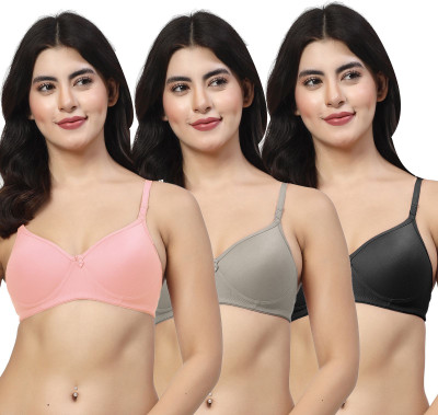 LILY maofcigam Women T-Shirt Heavily Padded Bra(Pink, Grey, Black)