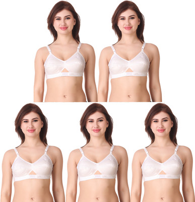 Blue Aura White Non Padded Bra Pure Cotton for Women/Girls/Ladies Combo Women Full Coverage Non Padded Bra(White)