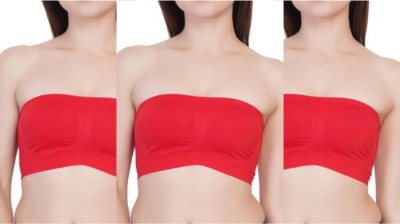 BINDESHWARI Women's Bandeau/Tube Non-Padded Bra Women Everyday Non Padded Bra(Red)