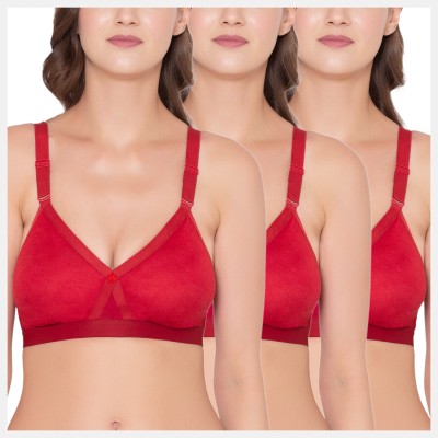 SOUMINIE Souminie Seamless Non Padded Cross-fit Minimiser T-Shirt Bra Women Minimizer Non Padded Bra(Red)