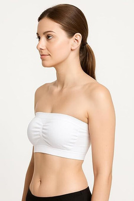 Taabar Comfort Wireless Bra Tube Bra Seamless Bandeau Bralette Tube pack of 2 Women Bralette Non Padded Bra(White)