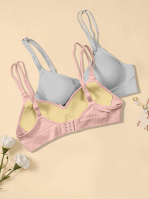 NAGARVEL CREATION D/309-GRY/PNK-P02-38 Women Push-up Lightly Padded Bra(Grey, Pink)