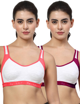 LILY Strops999 Women Sports Non Padded Bra(Red, Purple, White)