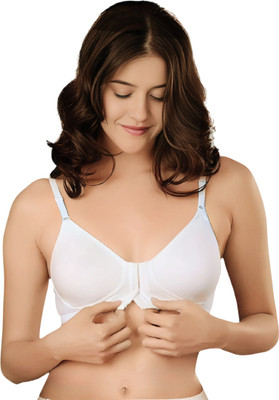 PINKLIT Front Hook Open Women Full Coverage Non Padded Bra(White)