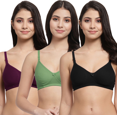 Docare Women T-Shirt Lightly Padded Bra(Black, Green, Purple)