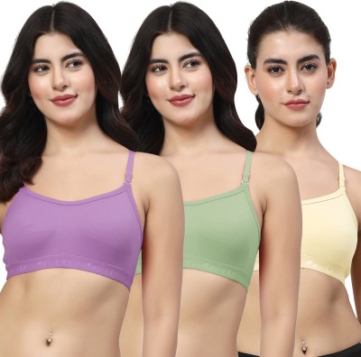 LILY 3321 Women Sports Non Padded Bra(Purple, Green, Yellow)