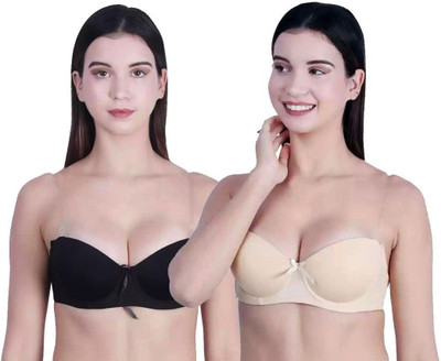 HouseOfCommon Women Balconette Lightly Padded Bra(Beige, Black)