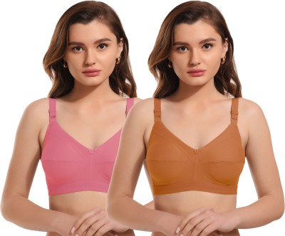 ELINA Women Minimizer Non Padded Bra(Pink, Orange)