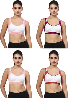 LILY Strops999 Women Sports Non Padded Bra(Pink, Purple, Maroon, Orange)