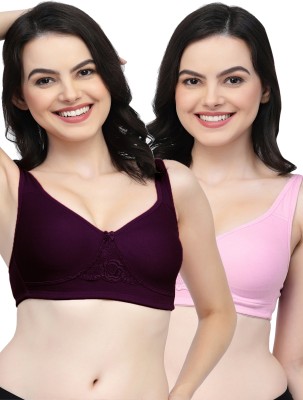 COLLEGE GIRL CG1214 Double Layered Women T-Shirt Non Padded Bra(Purple, Pink)