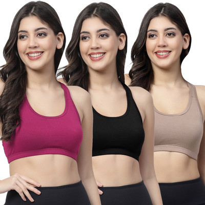 Docare JerrySports Double Layered Women Full Coverage Non Padded Bra(Pink, Black, Brown)