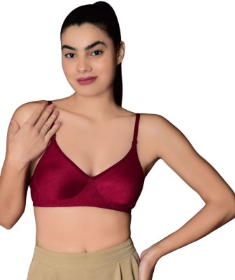 Bare Dezire Lightly Padded Cotton Blend wired Everyday T shirt Bra For Women (Maroon) Women T-Shirt Lightly Padded Bra(Maroon)