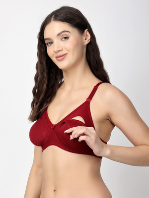 Floret Floret Women's Feeding/Maternity Full Coverage Bra Women Maternity/Nursing Non Padded Bra(Maroon)