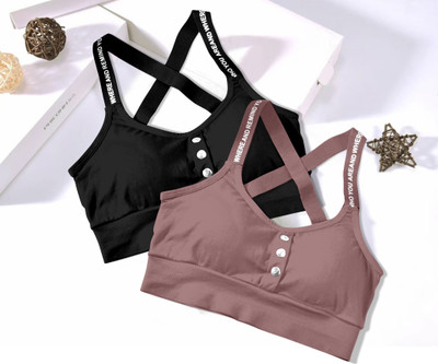 NAGARVEL CREATION cross-blk-pnk-02-p02-34 Women T-Shirt Lightly Padded Bra(Multicolor)