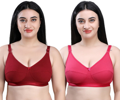 SKDREAMS SKDREAMS Multicolor Lycra Blend Non Padded Women's Set of 2 Full Coverage Bra Women Full Coverage Non Padded Bra(Multicolor)