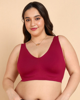 Dressberry Dressberry Seamless Plus-Size Lightly Padded Cotton Bra Women Minimizer Lightly Padded Bra(Maroon)