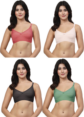LILY akihdar Women Minimizer Non Padded Bra(White, Maroon, Black, Green)