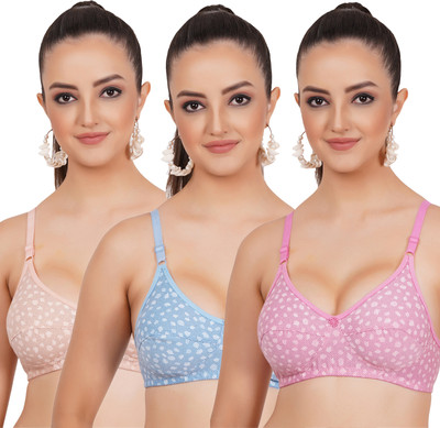 FigureFit Lexi Women Everyday Non Padded Bra(Orange, Blue, Pink)