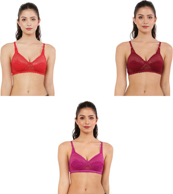 Havenhues Women Everyday Lightly Padded Bra(Red, Maroon, Pink)