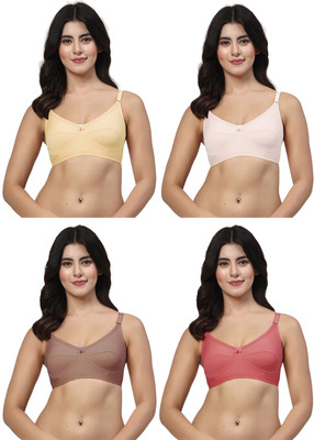 LILY akihdar Women Minimizer Non Padded Bra(Beige, White, Maroon, Maroon)