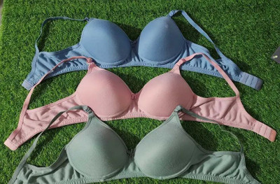 NAVRISE Women Everyday Lightly Padded Bra(Pink, Green, Blue)